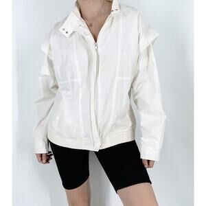 Vintage 90s Adidas White Windbreaker Jacket Size Medium